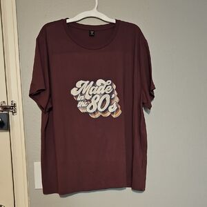 Burgundy "Made In The 80s" graphic tee shirt